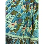 Coldwater Creek  Floral Tiered Midi Skirt Blue Green Rayon Women's Size M Photo 3