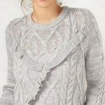 LC Lauren Conrad  gray chunky ruffle trim cable bell sleeve sweater size xs Photo 0
