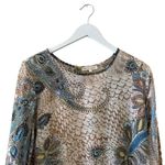 I& N Millenium Bohemian Neutral Multicolor Fringe Keyhole Crewneck SZ L #1290 Brown Size L Photo 2