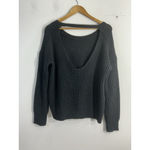 EXPRESS Womans  Sweater Black Medium Dippedmv Neck Back Long Sleeve Photo 1