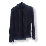 Steve & Barry's Steve & Barry’s Vintage High Collar Striped Blouse Black White Size 8 Retro Photo 2
