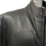 Kenneth Cole Reaction Women’s Black Leather Zip Jacket LARGE Minimalist Classic Photo 2