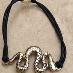 Gold Tone Snake Emerald Eyes Ponytail Bracelet Black Photo 0