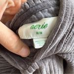 Aerie Gray Ribbed Hooded Sweatshirt Photo 3