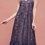 Moulinette Soeurs Anthropologie Celestial Navy Blue Lace Maxi Dress Photo 0