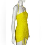 Mistress Rocks  SEXY Yellow Ruched Halter Mini Dress Size XSmall Photo 3