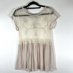 Free People Free‎ People Top Womens Cream Sheer Beaded Mesh Boho Lace Top Size M NWT Boho Photo 8