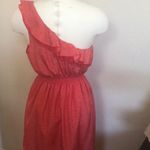 I Love H81  red coral ruffle one‎ shoulder dress Photo 3