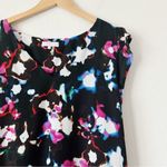 1. State State Black Floral Print Smock Flutter Sleeve Ruffle Mini Dress Large Women Photo 4