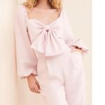 Sister Jane UO Women’s Theatre Bow Balloon Sleeve Jumpsuit Pink Rose Quartz Sz M Size M Photo 2