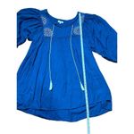 Umgee bright teal embroidered mini dress sz L Photo 7