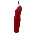 Ralph Lauren Lauren Bodycon Dress V-neck Shirred Jersey Knit Red Women’s Size 4 Photo 4