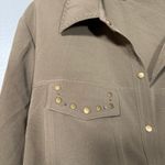 Kathy Che Women's Olive Green Military Style Studded Button Up Top Photo 2