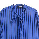Reformation Eldridge blue stripe tie neck blouse S Photo 3