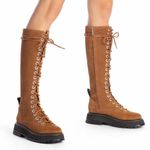 NWB Larroude Lara Knee High Combat Boot Tobacco Brown Size 7 Photo 3