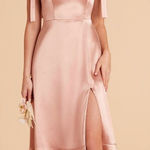 Birdy Grey  Eugina Convertible Midi Dress Shiny Satin Rose Gold Photo 0