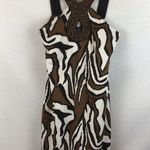 INC  Beaded Bodice Sleeveless Brown Animal Print Dress S Photo 3