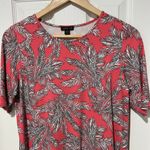 J.Jill Wearever Collection Shift Dress Size S Pink Palm Tree Hawaiian Soft Knit Photo 2