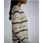 Mason & Belle  Ellie Textured Striped Sweater Cream, Brown, Yellow Size XL Photo 3