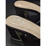 H by Halston H Halston Vegan Suede Sandals Spain Block Heel Gold Trim Womens 8 Heels Pumps Photo 5