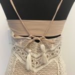 Greylin Off White Crochet Lace Nude Lined Cocktail Boho Mini Dress Photo 6