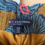 One Clothing XS Boho Mustard Floral Wide Leg Ankle Hippie Pant Flowy Tropical Photo 3