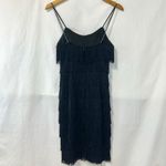 ROBERTA VTG 90s Black Sleeveless Fringe Mini Dress Rhinestones Women 5/6 Western Photo 3