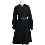 Lafayette 148 New York Porter Belted Dress Medium Long Sleeve Collared Black Photo 6