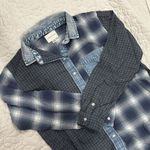 American Eagle Multi Printed Plaid Chambray Denim Button up Shirt Photo 1
