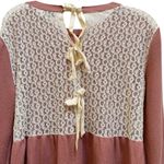 Red Valentino Mauve Rose Lace Tie Back Long Sleeve Top Size Small Pink Photo 3
