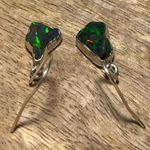 Sterling Silver Black Ethiopian Opal Raw Form 925  Earrings Photo 7