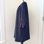 Nina Leonard  Plaid Navy Dress Puff Ruffle Sleeves Preppy Old Money Career Sz XL Photo 2
