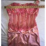 Alyce Designs Size 12 Gown Prom Strapless Formal Coral Pink Sheer Beaded NEW Photo 7