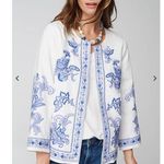 J.Jill Lightweight Embroidered Open Front Jacket 3/4 Sleeve Women’s Size Medium Blue Photo 5