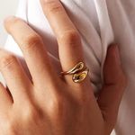 Boutique NEW Yellow Gold S925 Water Drop Open‎ Wrap Band Ring, Adjustable Photo 6