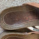 Teva  Conchita Brown Sandals Mini Wedge Cork Paisley Flip Flop Strappy Summer Photo 4