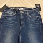 Paige Colette Crop High Rise Slim Flare Dark Blue Frayed Hem Jeans Size 27 Photo 2