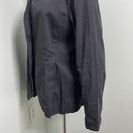 Eileen Fisher  Linen Blend High Collar Peplum Zip Front Linen Blend Blazer L Photo 4