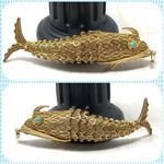 Antique Koi fish pendant, Art Deco 1930s Gold Photo 1