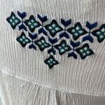 Solitaire  White Gauzy Flowy Embroidered Top Womens Medium Photo 6