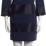 Nellie‎ Partow blue satin striped virgin wool shift dress size 4 Black Photo 0