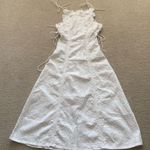 Elegant White Lace Midi Dress Adjustable Tie Straps Women’s Size Medium Like New Photo 0
