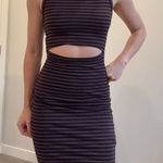 Wilfred Aritzia  Cut-Out Sleeveless Mini Dress XXS - Striped Purple Black Photo 0
