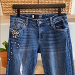 Kut From The Kloth Kut Mid-Rise Catherine Rhinestone Distressed Straight Leg Jeans, 2 Photo 1