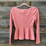 Susana Monaco NWT  Square Neck Pink Long Sleeve Peplum Top Size Small Photo 3