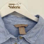 H&M  Blue Linen Button Up Top Classic Size US 12 Business Casual Photo 9