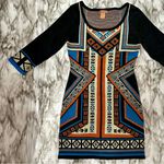 Flying Tomato  Women’s Sz M Southwestern Cowgirl Sweater Dress Art To Wear Aztec Photo 2