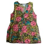 Vintage womens medium looks collection floral open front cardigan belly shirt Green Photo 0