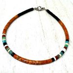 Boho beaded bracelet, unisex. NWOT Orange Photo 0