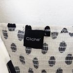Cliché Womens Top Sz L White Black Polka Dot Puff Sleeve Babydoll Cottage Retro Size L Photo 5